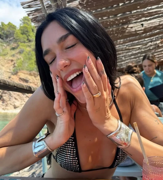 Dua Lipa Polka Dot Nails